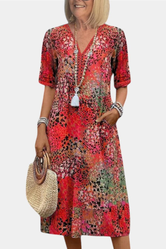 Perla Vestido Midi Boho con Estampado Floral