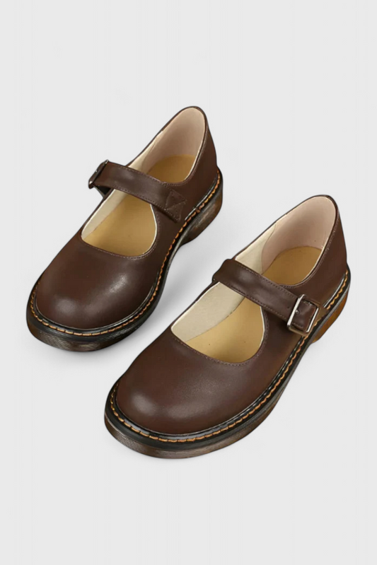 Blanca Zapatos Mary Jane Vintage con Correa y Suela de Confort