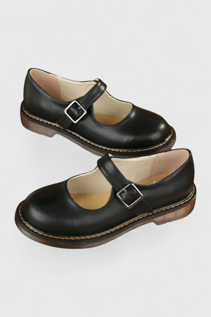 Blanca Zapatos Mary Jane Vintage con Correa y Suela de Confort