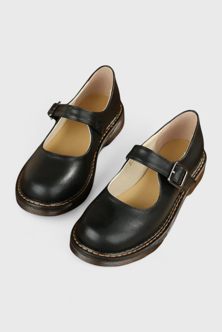 Blanca Zapatos Mary Jane Vintage con Correa y Suela de Confort
