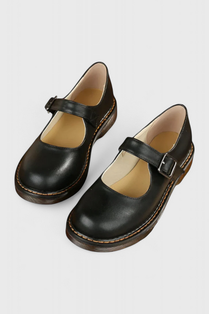 Blanca Zapatos Mary Jane Vintage con Correa y Suela de Confort