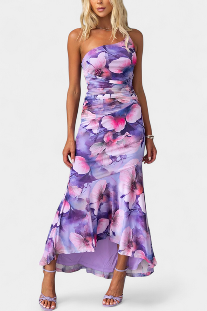 Abigail Vestido Floral de Una Sola Manga