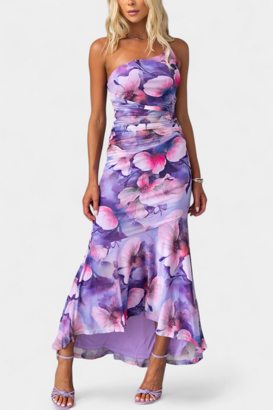 Abigail Vestido Floral de Una Sola Manga