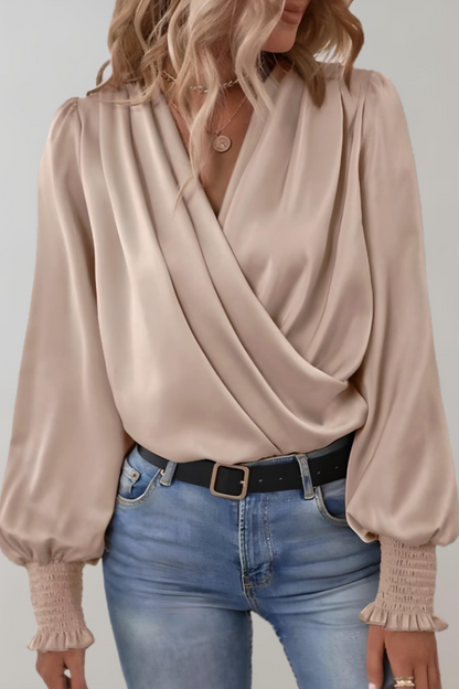 Quinn Blusa Elegante de Manga Larga con Escote en V