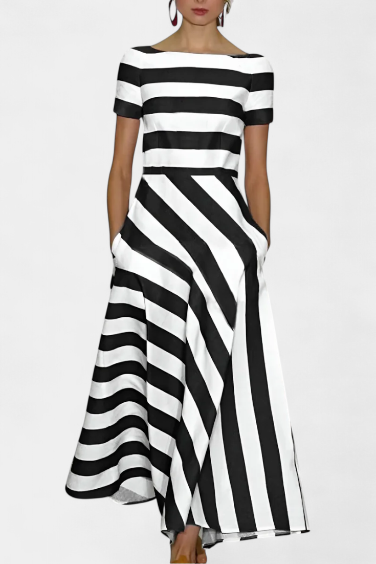 Lustra Vestido Maxi de Rayas con Corte Fluido