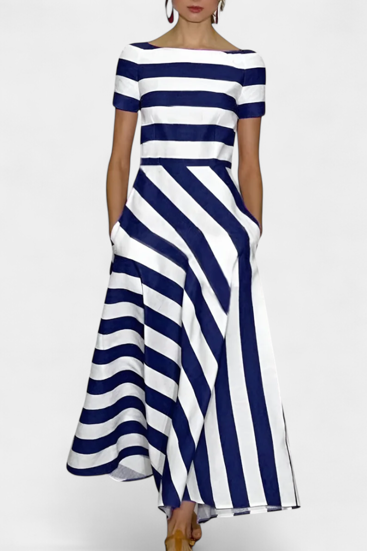 Lustra Vestido Maxi de Rayas con Corte Fluido