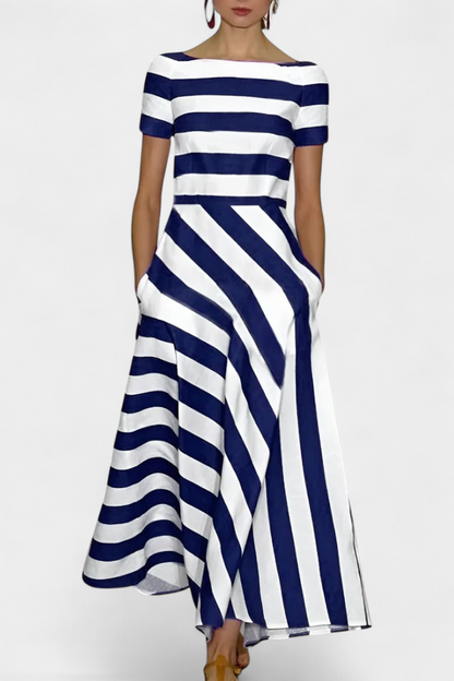 Lustra Vestido Maxi de Rayas con Corte Fluido