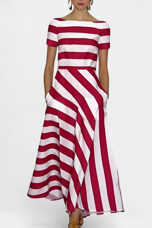 Lustra Vestido Maxi de Rayas con Corte Fluido