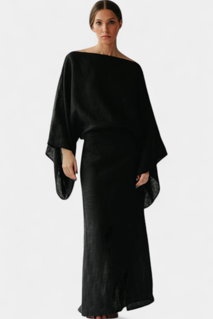 Kamilia Vestido Kimono de Lino Carmesí