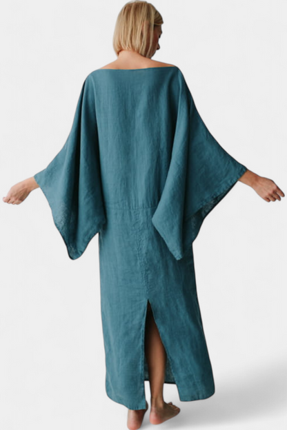 Kamilia Vestido Kimono de Lino Carmesí