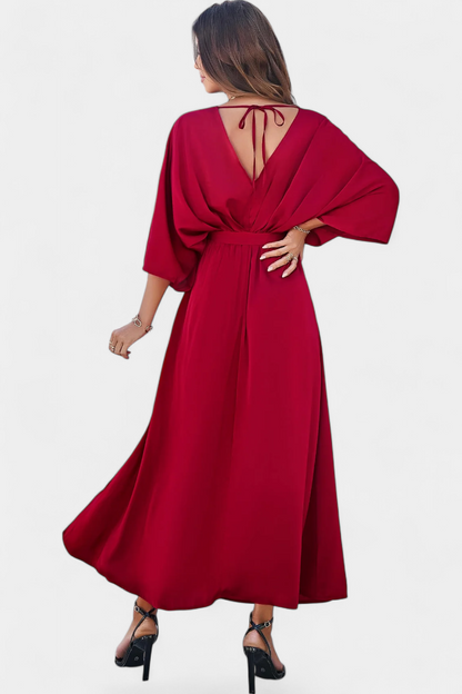 Milly Vestido Elegante con Abertura y Lazo