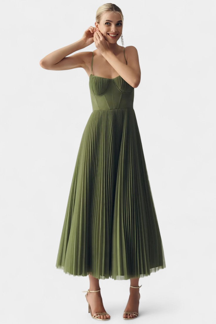 Ottilie Vestido Midi de Tul Plisado